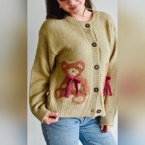 Cozy Bear Button-Up Cardigan - Tan
